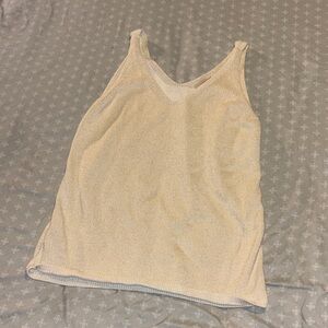 Loft Metallic Elegant Cream Sleeveless Tank Top Basic Minimal